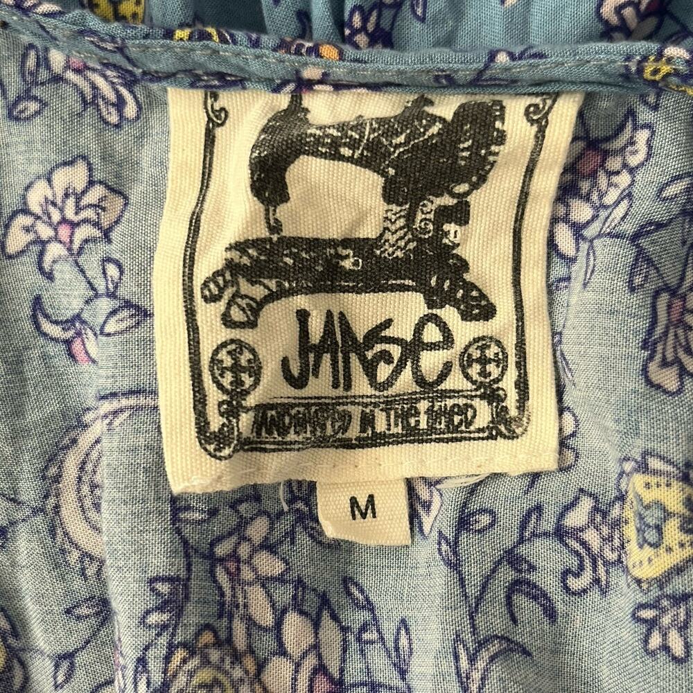 Jaase Jumpsuit Size M Wide Leg Blue Paisley Adjustable Straps Bohemian Festival - Picture 9 of 13